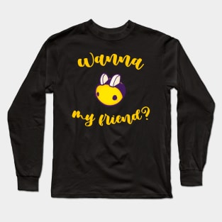 Wanna Bee my friend save the bees purple kawaii cute adorable Long Sleeve T-Shirt